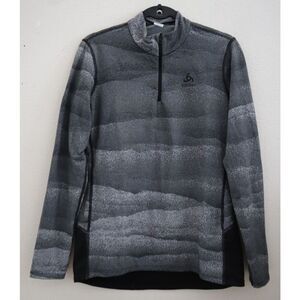 Odlo 188621 Women Sz L Black Whistler Eco Turtle Neck 1/4 Zip Base Layer L/S Top